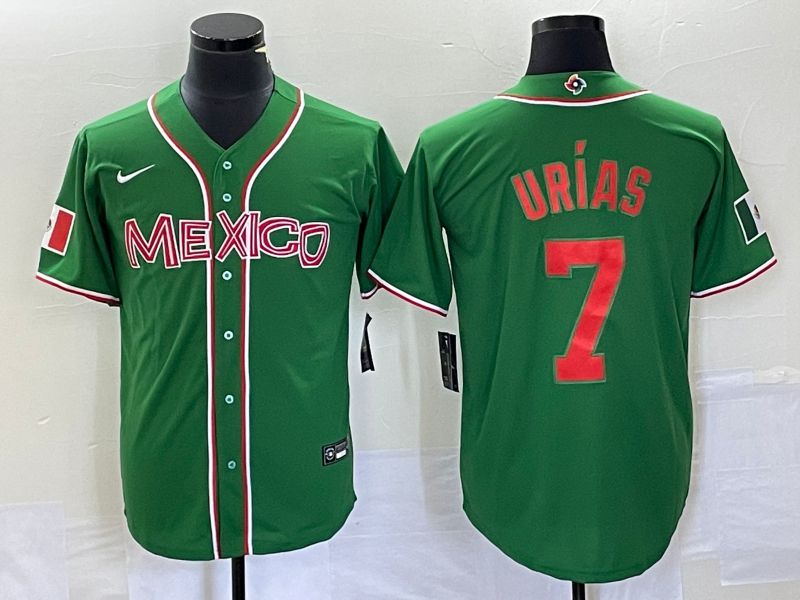 Men 2023 World Cub Mexico #7 Urias Green orange Nike MLB Jersey12